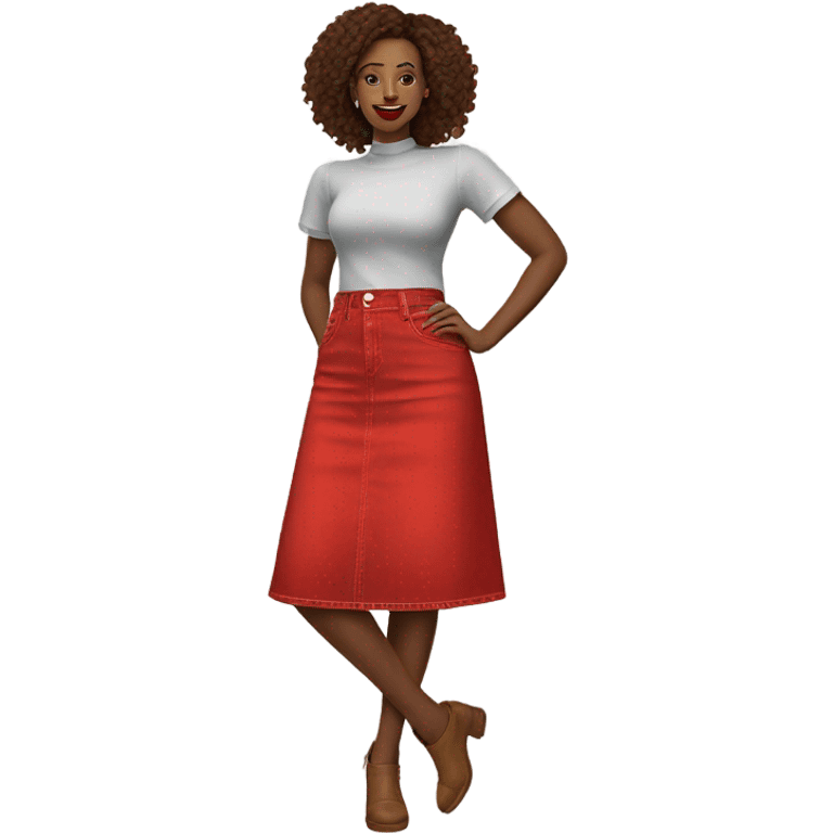 Realistic A-line high waisted red denim skirt, isolated emoji