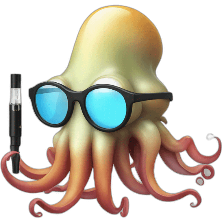 squid with glasses and e-cigarette emoji