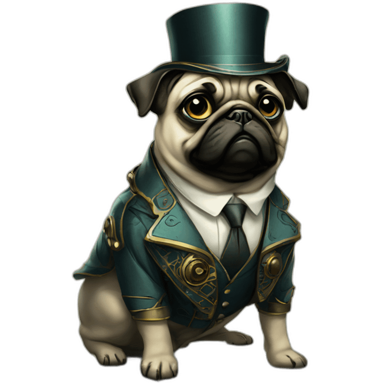 A cyberpunk pug in Art Nouveau style during 1910 emoji