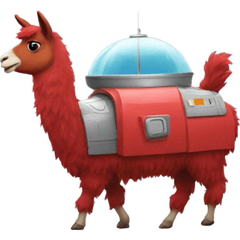 cartoon red llama on a spaceship emoji