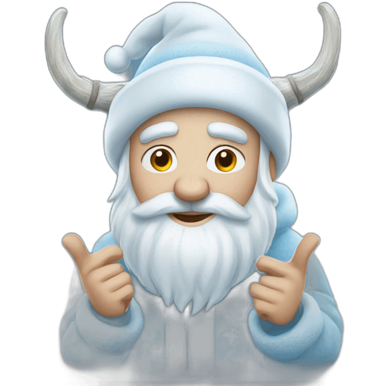 Father Frost shows hand sign of the horns emoji