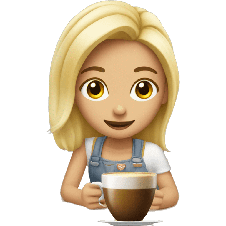 una chica rubia tomando café  emoji