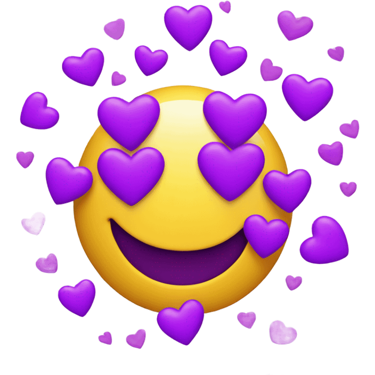 Smiley face with floating Purple Hearts  emoji