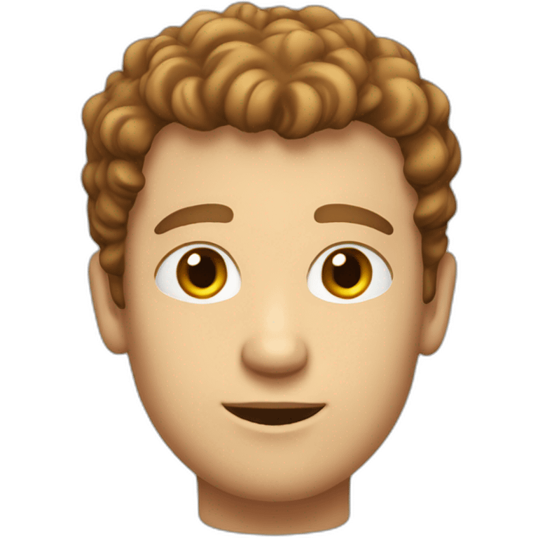 white man with short brown curly hair wearing dorky tshirt emoji