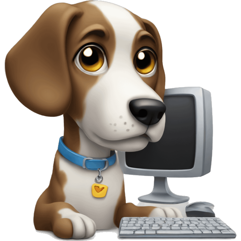 dog with computer emoji