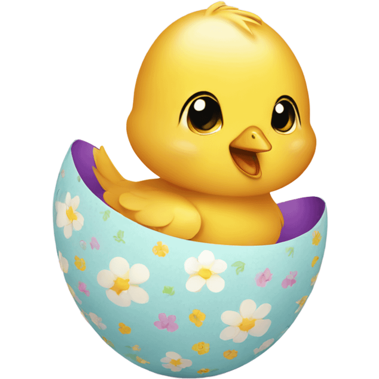 Cute chick in easter egg emoji