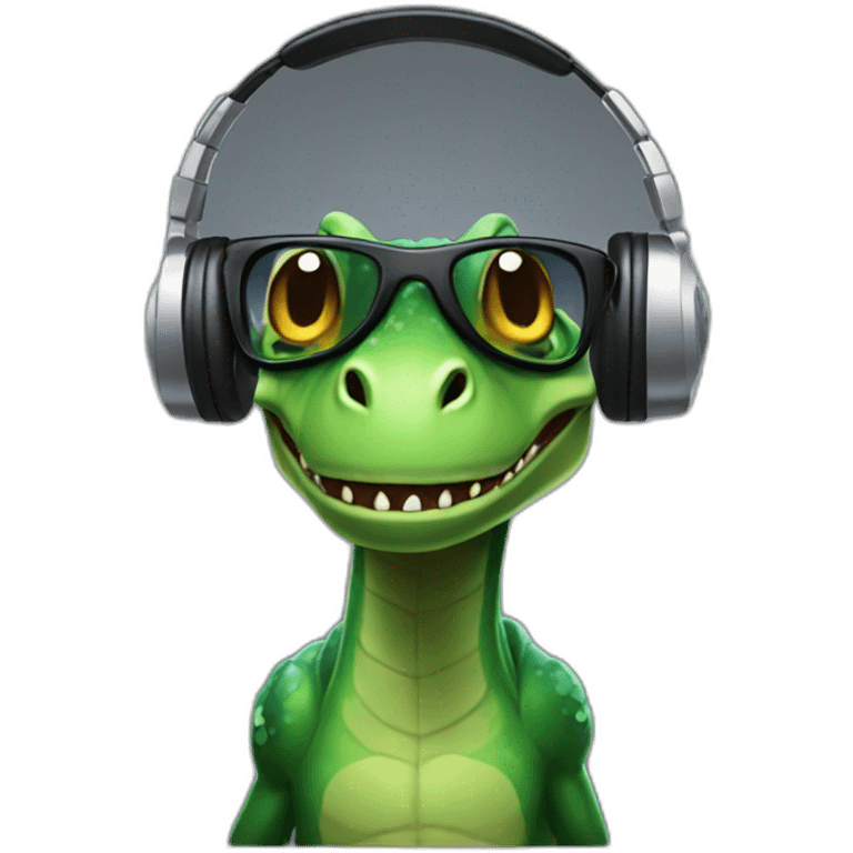 Dinosaur dj emoji