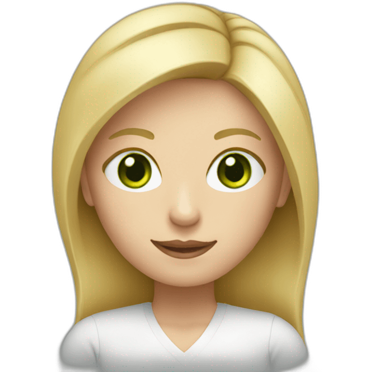 English teacher female with blonde hair and green eyes. with English book emoji