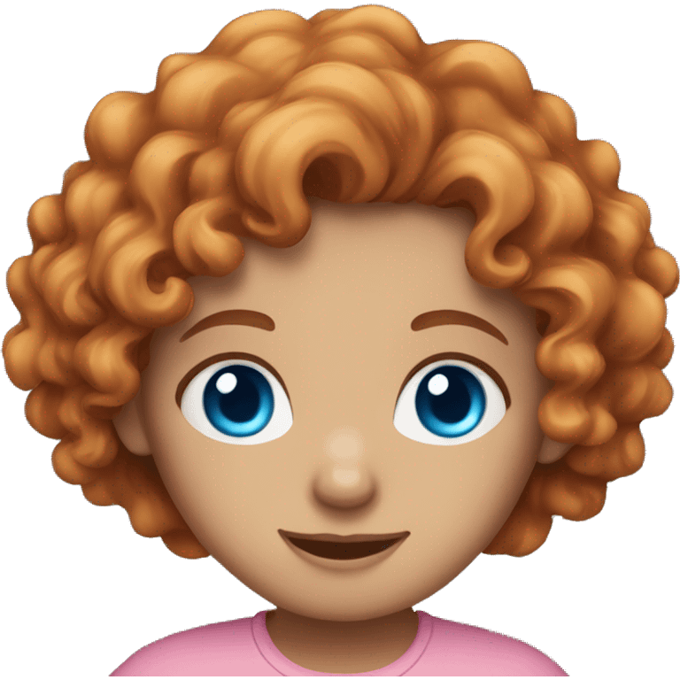 curly redhaired girl with blue eyes and pink shirt emoji