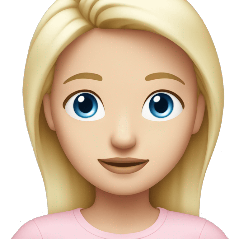 blonde girl with blue eyes in a light pink top emoji