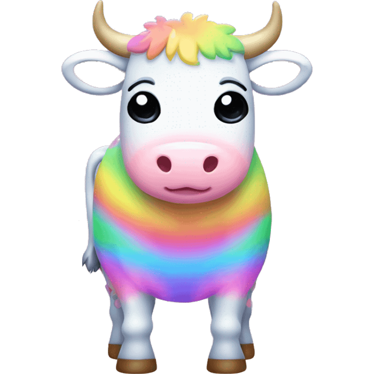 Kawaii pastel rainbow cow with neon shirt   emoji