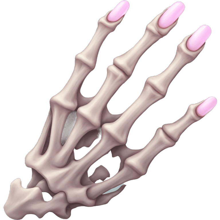 skeleton hand with long light pink nails emoji