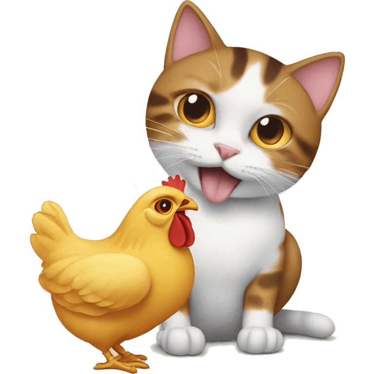 Cat eating a chicken emoji