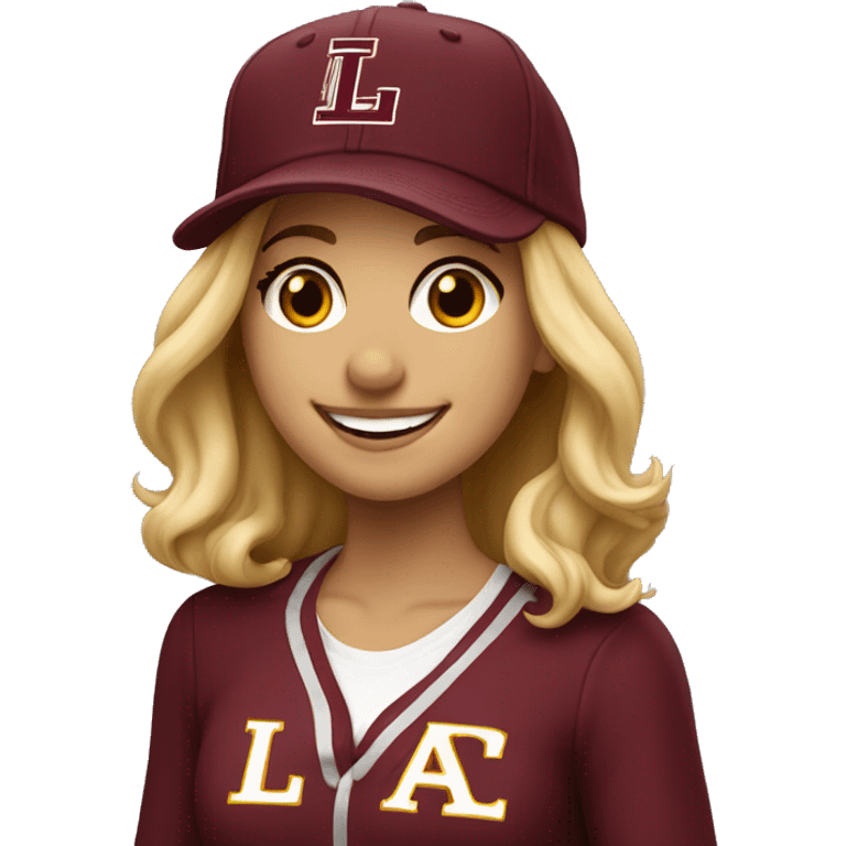 Blonde girl smiling wearing university of Chicago Loyola hat emoji