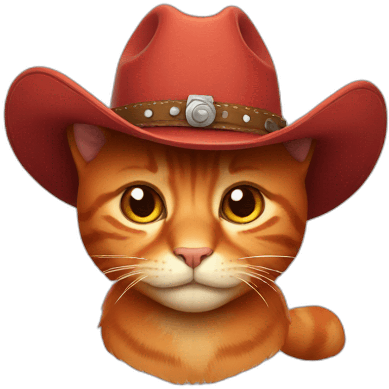 Red cat with cowboy hat emoji