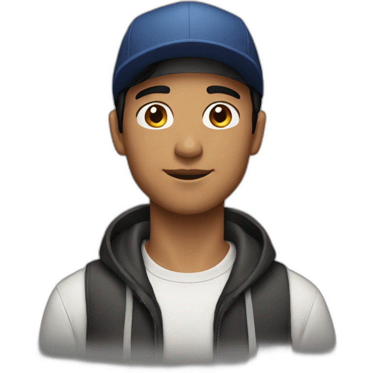 man short black hair with a cap emoji