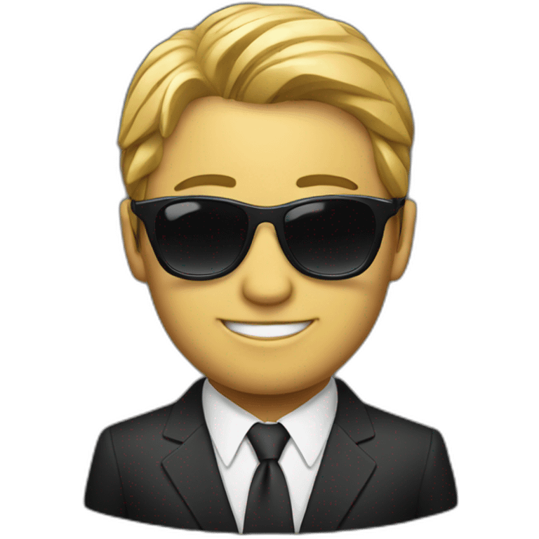 man in suit with shades pointing emoji