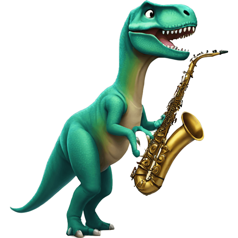 T rex playing sax emoji