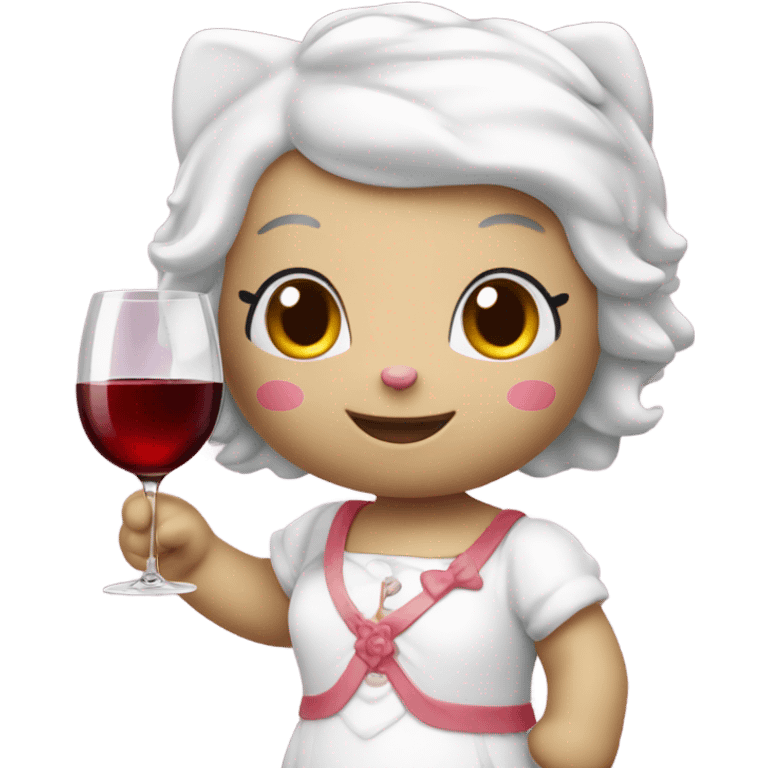 Hello Kitty drinking red wine emoji