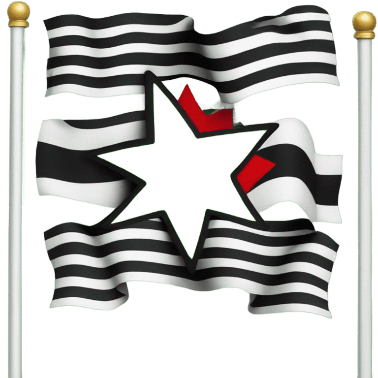 A flag with three horizontal stripes: green on the top, white in the middle, and black on the bottom. In the center of the white stripe, there are three red five-pointed stars arranged in a row. The distance between the left and right stars and the central star is equal to the distance between the flag’s shorter edges. emoji