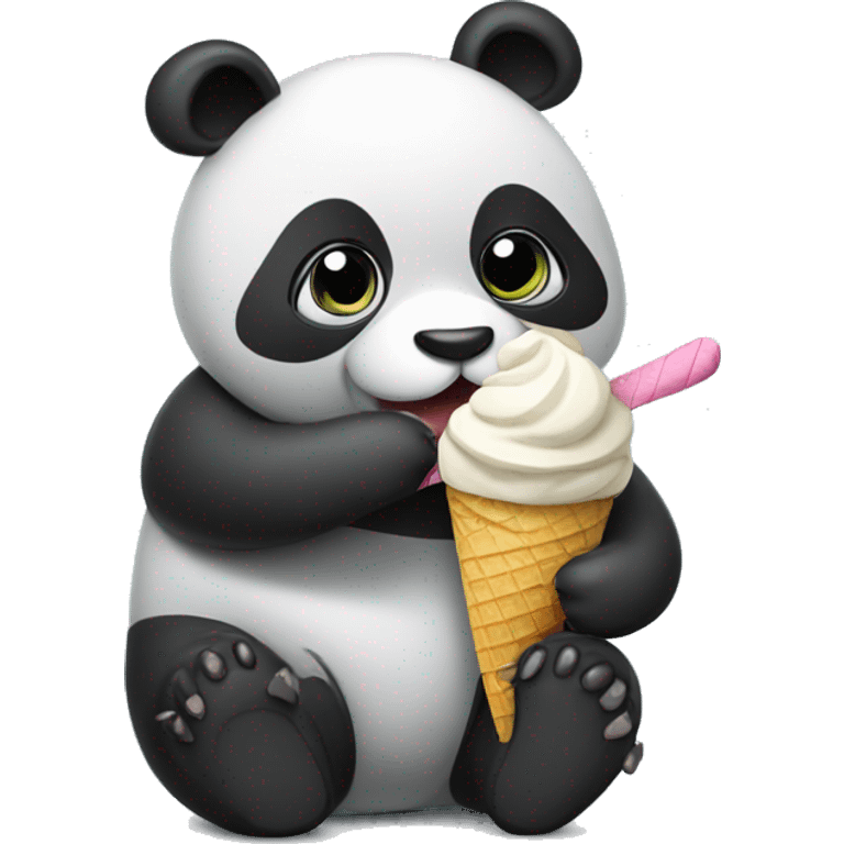 Panda eating ice cream emoji