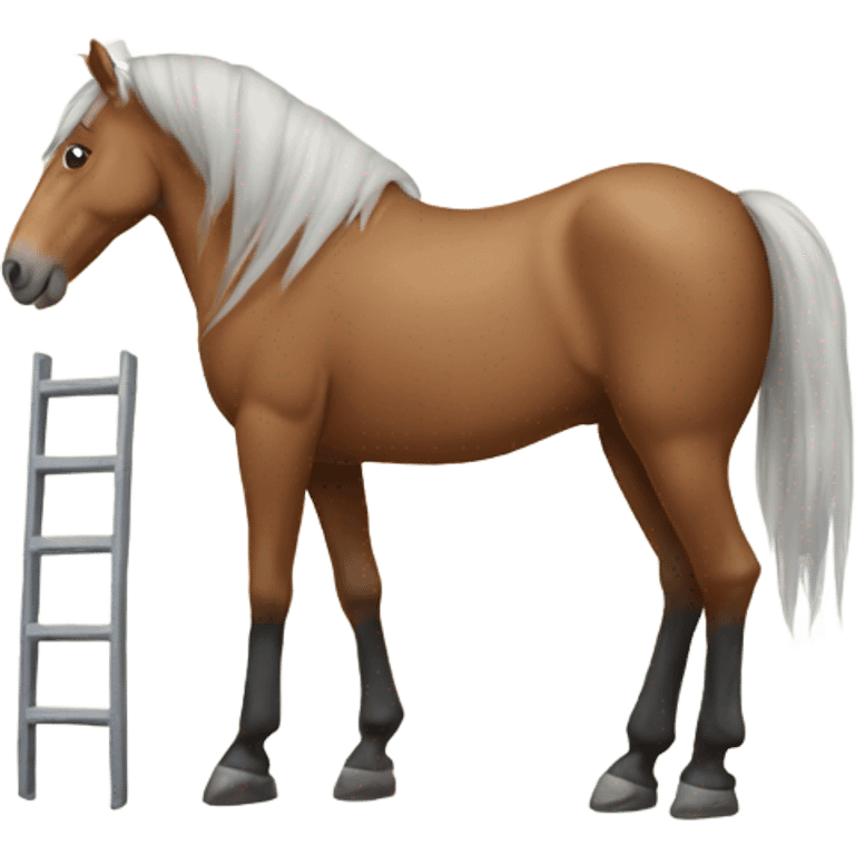 Horse with really long legs and a ladder emoji