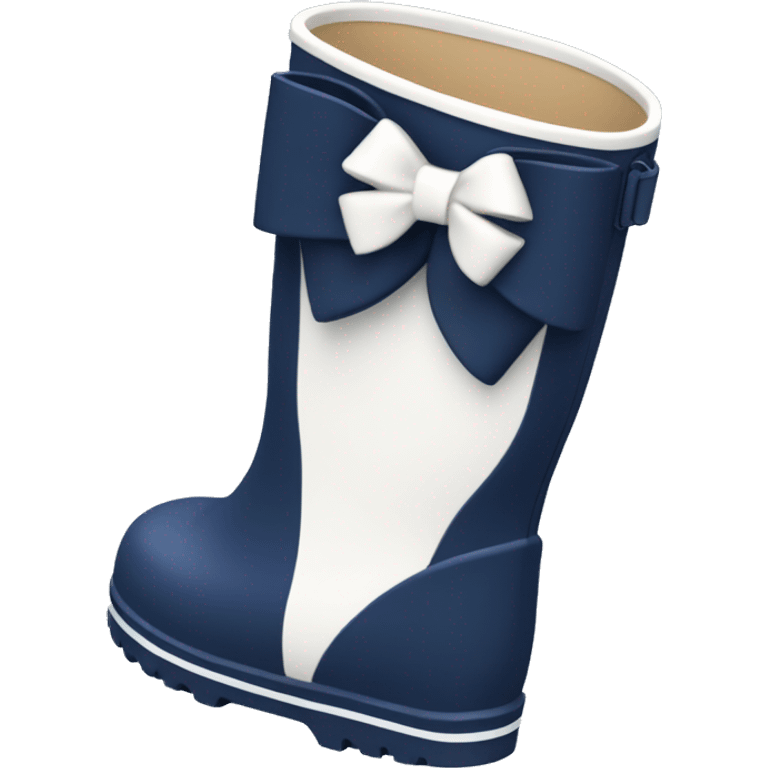 Navy blue hunter wellington boots with white bow emoji