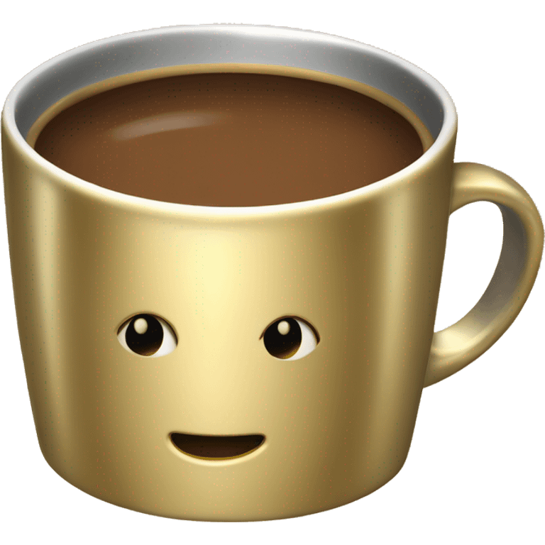 vintage Metallic Gold mug of coffe emoji