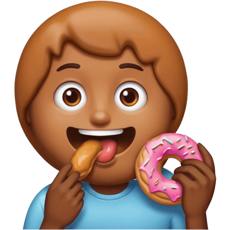 An emoji eating a doughnut emoji