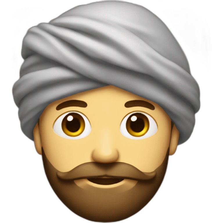 white man wearing big turban + dark brown big beard emoji