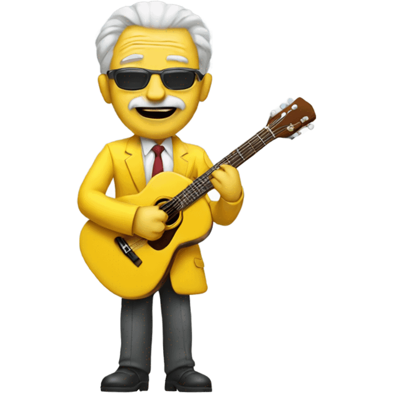 Old man rocking with a guitar in a yellow suit  emoji