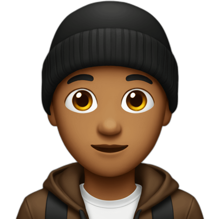 brown kid with black beanie emoji