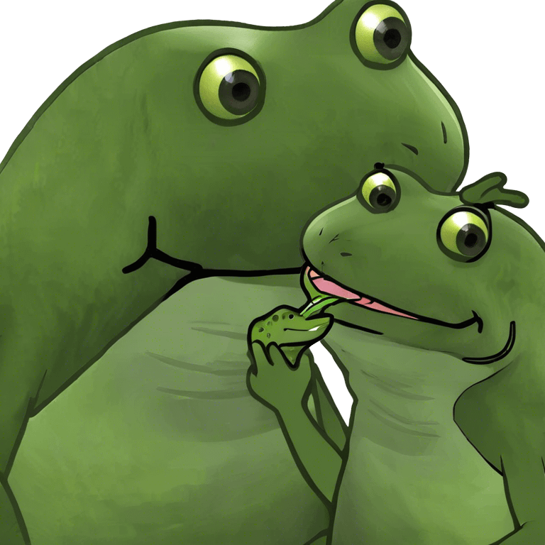 Frog kissing a lizard emoji