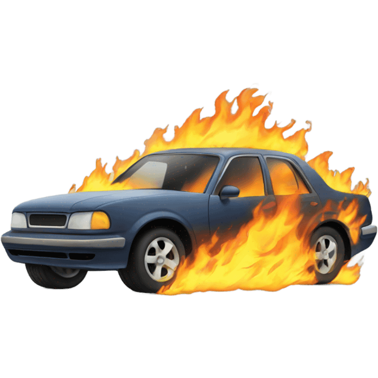 Car with fire on the tires emoji