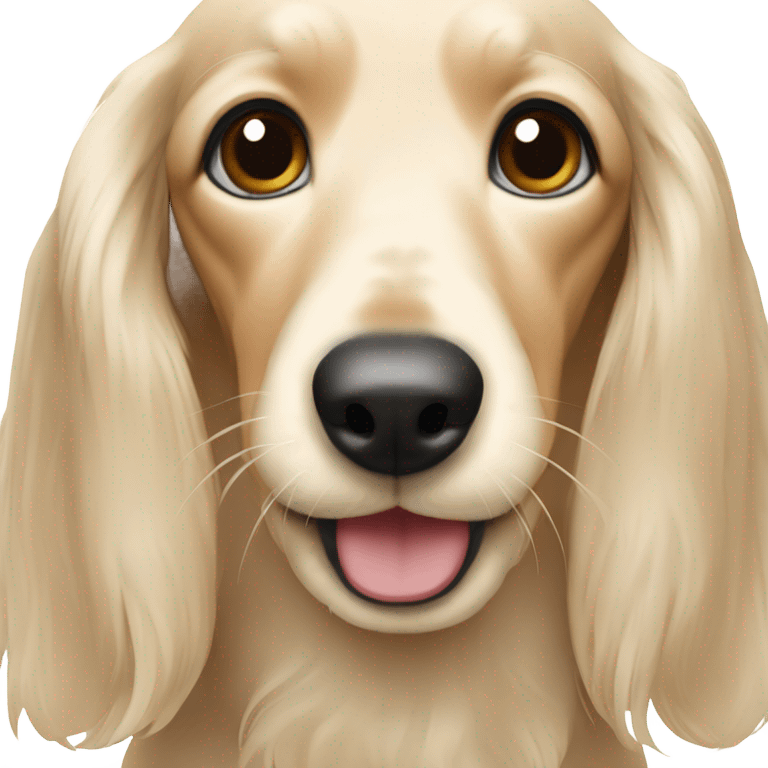 Long haired cream mini daschound emoji