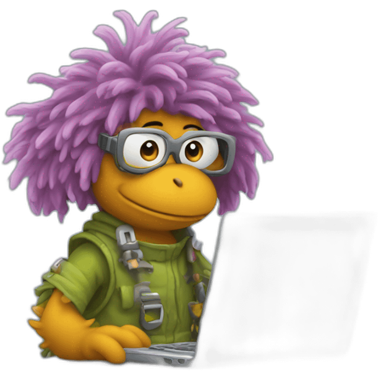 fraggle software engineer typing code on laptop emoji