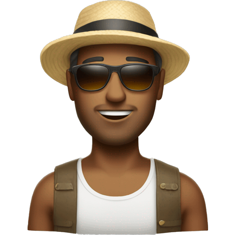 Man wearing sunglasses and beach hat  emoji