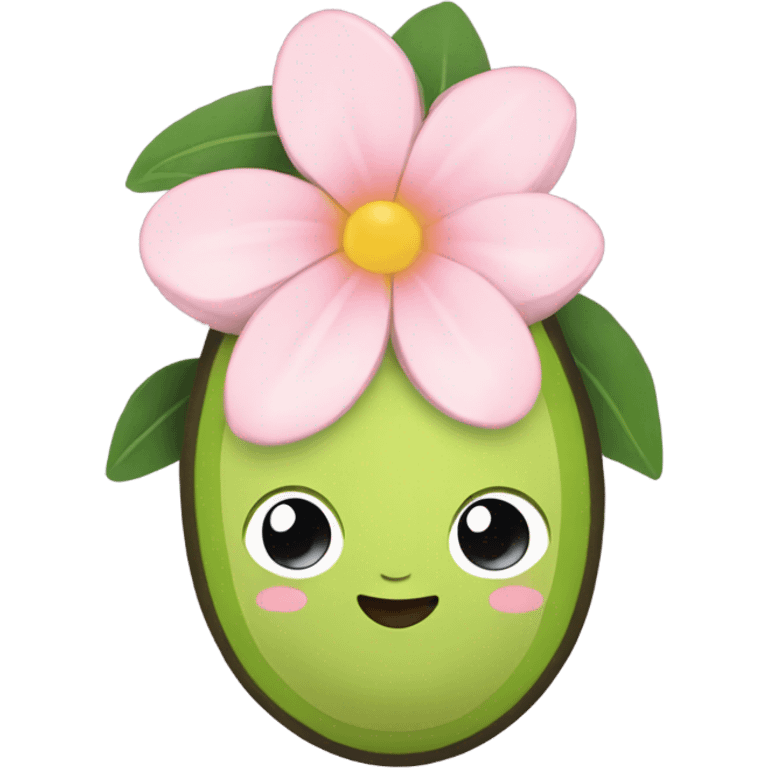 Cute avacado with pale pink flower emoji