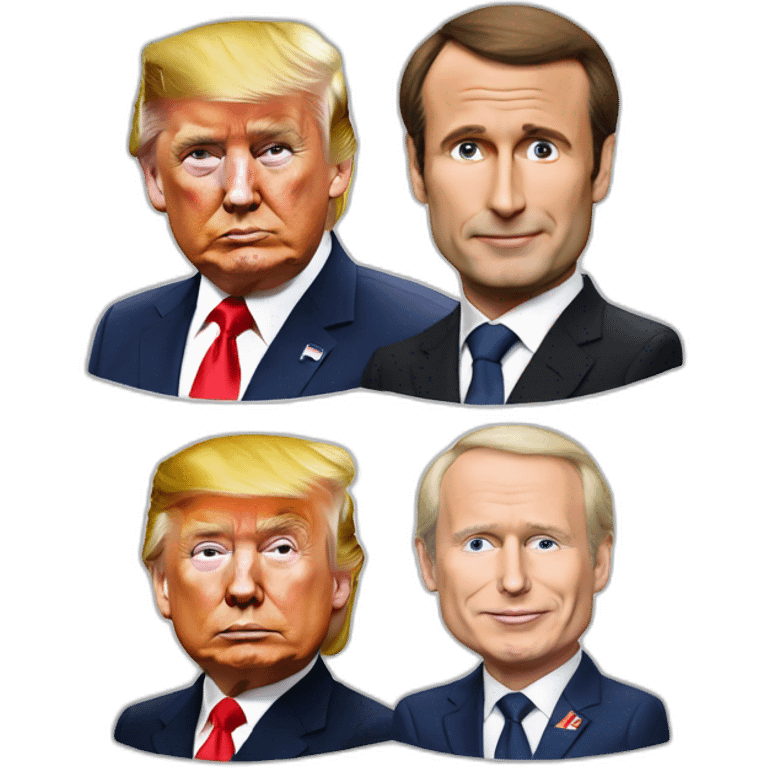 vladimir poutine avec macron et trump emoji