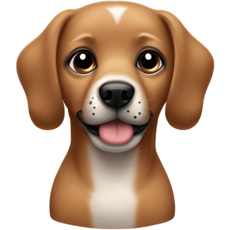 cute brown dog with black nose and black around eyes  emoji