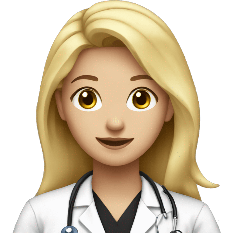 Medical student, girl with blonde hair in black scrubs emoji