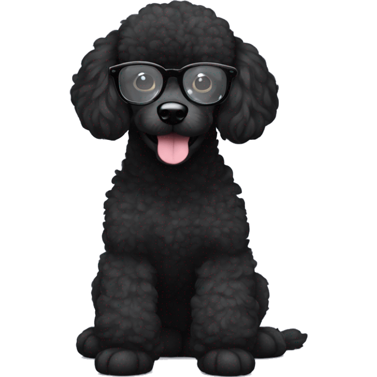 Black Poodle wearing glasses hug emoji