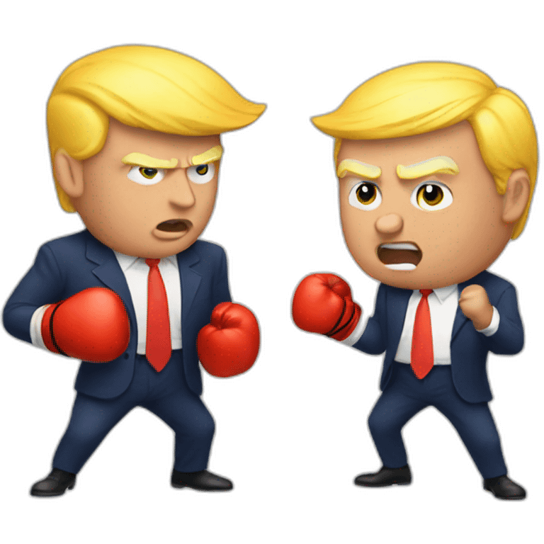 trump boxing with giant peach emoji