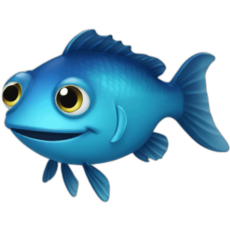 dark blue fish with light cyan smile and eyes emoji