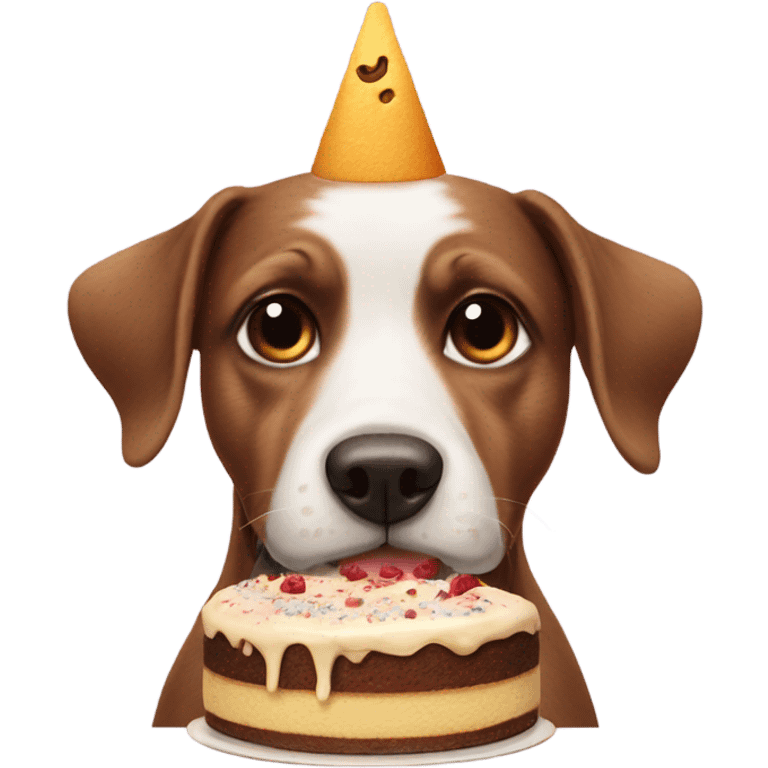 Dog having cake on its head emoji