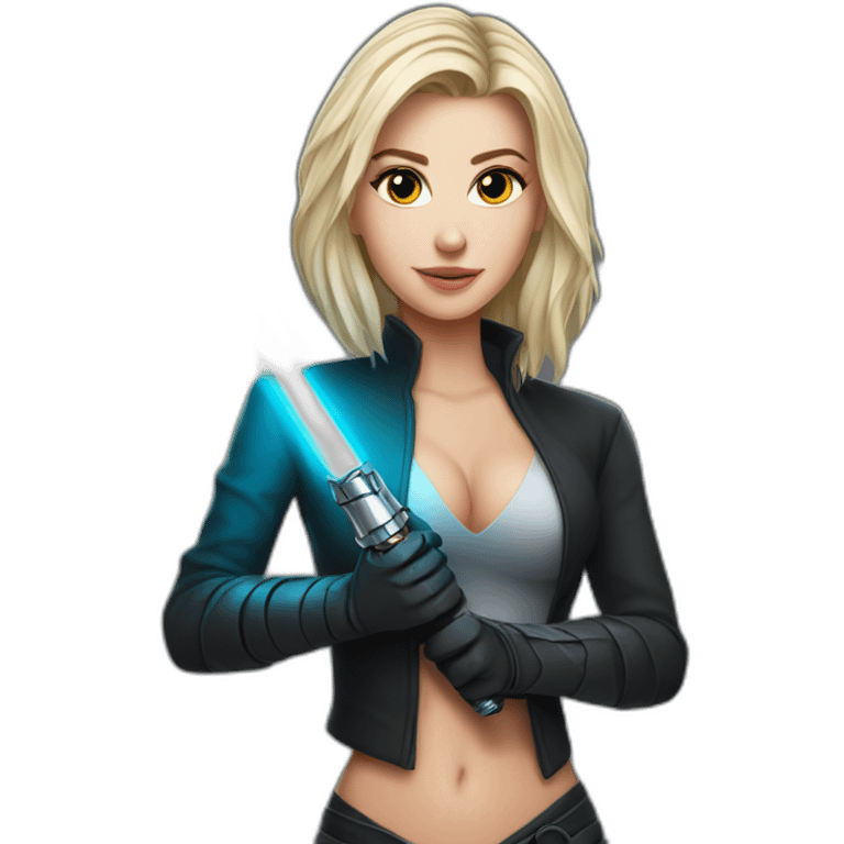 Sexy white girl holding lightsaber emoji