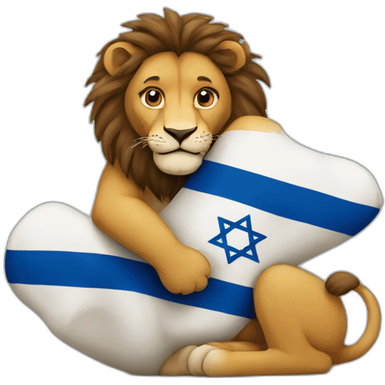 Lion hugging Israel emoji