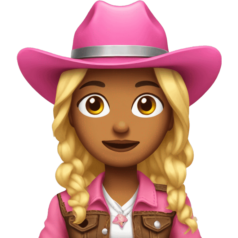 Cowgirl emoji with pink hat emoji