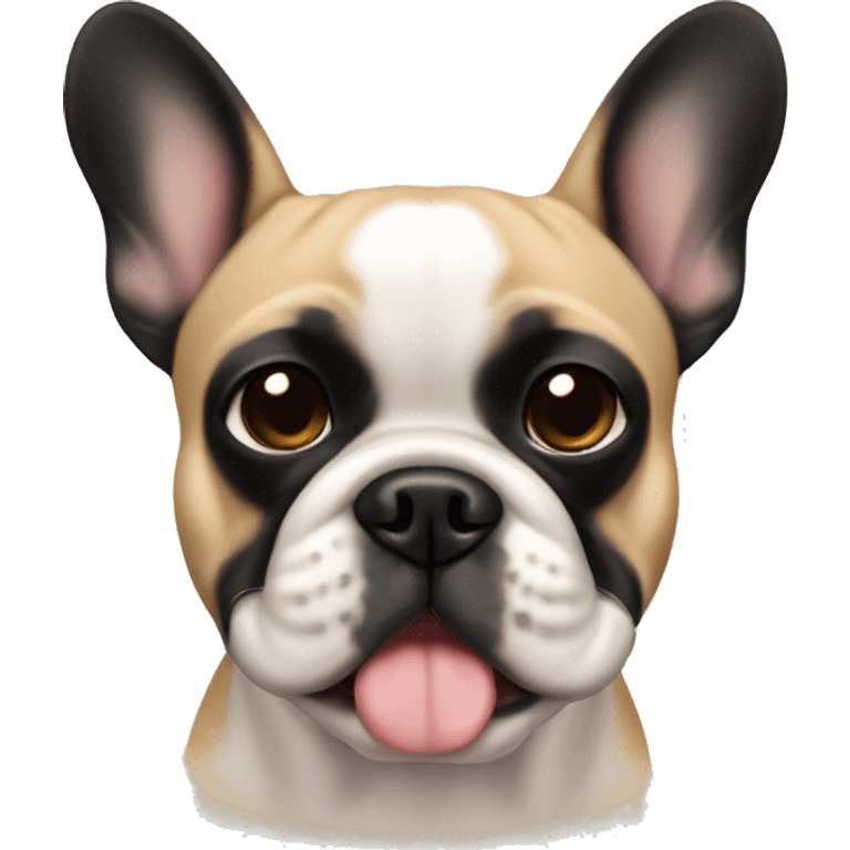 Tan French bulldog with black face emoji