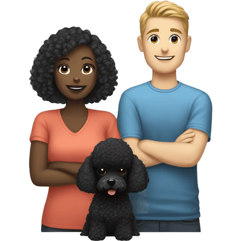 White gay couple with 1 black toy poodle emoji